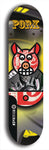 Limited edition, North American maple skateboard deck designed by underground artist BellyRash -- available in widths 7.5 to 8.5 inches in both mellow concave and steep concave shapes. Artwork: PORK BELLY BOB brand popsicle-shaped skateboard deck with a varied, multi-colored background