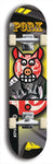 Limited edition, North American maple skateboard deck designed by underground artist BellyRash -- available in widths 7.5 to 8.5 inches in both mellow concave and steep concave shapes. Artwork: PORK BELLY BOB brand popsicle-shaped skateboard deck with a varied, multi-colored background