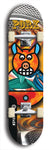 Limited edition, North American maple skateboard deck designed by underground artist BellyRash -- available in widths 7.5 to 8.5 inches in both mellow concave and steep concave shapes. Artwork: PORK BELLY BOB brand popsicle-shaped skateboard deck with a varied, multi-colored background