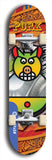 Limited edition, North American maple skateboard deck designed by underground artist BellyRash -- available in widths 7.5 to 8.5 inches in both mellow concave and steep concave shapes. Artwork: PORK BELLY BOB brand popsicle-shaped skateboard deck with a varied, multi-colored background