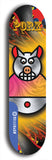 Limited edition, North American maple skateboard deck designed by underground artist BellyRash -- available in widths 7.5 to 8.5 inches in both mellow concave and steep concave shapes. Artwork: PORK BELLY BOB brand popsicle-shaped skateboard deck with a varied, multi-colored background