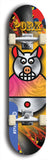 Limited edition, North American maple skateboard deck designed by underground artist BellyRash -- available in widths 7.5 to 8.5 inches in both mellow concave and steep concave shapes. Artwork: PORK BELLY BOB brand popsicle-shaped skateboard deck with a varied, multi-colored background