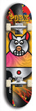 Limited edition, North American maple skateboard deck designed by underground artist BellyRash -- available in widths 7.5 to 8.5 inches in both mellow concave and steep concave shapes. Artwork: PORK BELLY BOB brand popsicle-shaped skateboard deck with a varied, multi-colored background