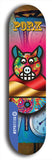 Limited edition, North American maple skateboard deck designed by underground artist BellyRash -- available in widths 7.5 to 8.5 inches in both mellow concave and steep concave shapes. Artwork: PORK BELLY BOB brand popsicle-shaped skateboard deck with a varied, multi-colored background