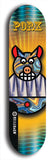 Limited edition, North American maple skateboard deck designed by underground artist BellyRash -- available in widths 7.5 to 8.5 inches in both mellow concave and steep concave shapes. Artwork: PORK BELLY BOB brand popsicle-shaped skateboard deck with a varied, multi-colored background