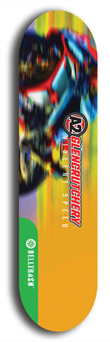 North American maple skateboard deck designed by underground artist BellyRash -- available in widths between 7.5 to 8.5 inches in both mellow concave and steep concave shapes from the BellyRash Limited Edition Blitz Deck series: A2 Glencrutchery