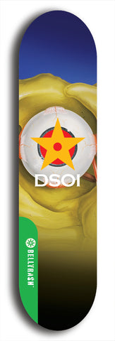 North American maple skateboard deck designed by underground artist BellyRash -- available in widths between 7.5 to 8.5 inches in both mellow concave and steep concave shapes from the BellyRash Limited Edition Blitz Deck series: DSOI