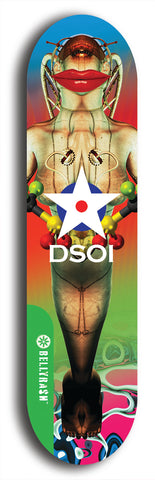 North American maple skateboard deck designed by underground artist BellyRash -- available in widths between 7.5 to 8.5 inches in both mellow concave and steep concave shapes from the BellyRash Limited Edition Blitz Deck series: DSOI
