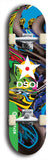 North American maple skateboard deck designed by underground artist BellyRash -- available in widths between 7.5 to 8.5 inches in both mellow concave and steep concave shapes from the BellyRash Limited Edition Blitz Deck series: DSOI