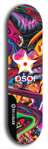 North American maple skateboard deck designed by underground artist BellyRash -- available in widths between 7.5 to 8.5 inches in both mellow concave and steep concave shapes from the BellyRash Limited Edition series: DSOI