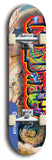 Limited edition, North American maple skateboard deck designed by underground artist BellyRash - available widths 7.5 to 8.5 inches in both mellow concave and steep concave shapes. Artwork: CHADWICK brand popsicle-shaped with large CHADWICK logo multi-colored patterned background