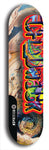 Limited edition, North American maple skateboard deck designed by underground artist BellyRash - available widths 7.5 to 8.5 inches in both mellow concave and steep concave shapes. Artwork: CHADWICK brand popsicle-shaped with large CHADWICK logo multi-colored patterned background