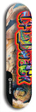 Limited edition, North American maple skateboard deck designed by underground artist BellyRash - available widths 7.5 to 8.5 inches in both mellow concave and steep concave shapes. Artwork: CHADWICK brand popsicle-shaped with large CHADWICK logo multi-colored patterned background