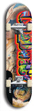 Limited edition, North American maple skateboard deck designed by underground artist BellyRash - available widths 7.5 to 8.5 inches in both mellow concave and steep concave shapes. Artwork: CHADWICK brand popsicle-shaped with large CHADWICK logo multi-colored patterned background