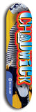 Limited edition, North American maple skateboard deck designed by underground artist BellyRash - available widths 7.5 to 8.5 inches in both mellow concave and steep concave shapes. Artwork: CHADWICK brand popsicle-shaped with large CHADWICK logo multi-colored patterned background