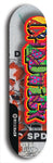 Limited edition, North American maple skateboard deck designed by underground artist BellyRash - available widths 7.5 to 8.5 inches in both mellow concave and steep concave shapes. Artwork: CHADWICK brand popsicle-shaped with large CHADWICK logo multi-colored patterned background