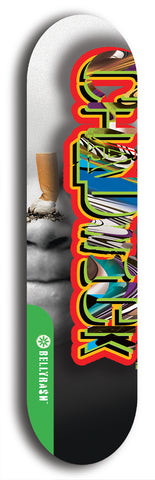 North American maple skateboard deck designed by underground artist BellyRash -- available in widths between 7.5 to 8.5 inches in both mellow concave and steep concave shapes from the BellyRash Limited Edition Blitz Deck series: Chadwick