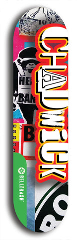 North American maple skateboard deck designed by underground artist BellyRash -- available in widths between 7.5 to 8.5 inches in both mellow concave and steep concave shapes from the BellyRash Limited Edition Blitz Deck series: Chadwick
