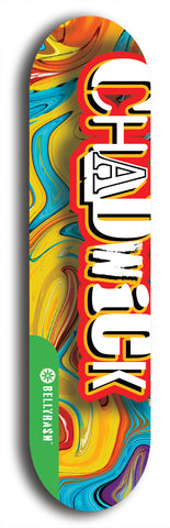 North American maple skateboard deck designed by underground artist BellyRash -- available in widths between 7.5 to 8.5 inches in both mellow concave and steep concave shapes from the BellyRash Limited Edition Blitz Deck series: Chadwick