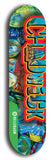 North American maple skateboard deck designed by underground artist BellyRash -- available in widths between 7.5 to 8.5 inches in both mellow concave and steep concave shapes from the BellyRash Limited Edition Blitz Deck series: Chadwick