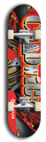 Limited edition, North American maple skateboard deck designed by underground artist BellyRash - available widths 7.5 to 8.5 inches in both mellow concave and steep concave shapes. Artwork: CHADWICK brand popsicle-shaped with large CHADWICK logo multi-colored patterned background