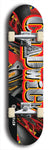 Limited edition, North American maple skateboard deck designed by underground artist BellyRash - available widths 7.5 to 8.5 inches in both mellow concave and steep concave shapes. Artwork: CHADWICK brand popsicle-shaped with large CHADWICK logo multi-colored patterned background