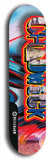 Limited edition, North American maple skateboard deck designed by underground artist BellyRash - available widths 7.5 to 8.5 inches in both mellow concave and steep concave shapes. Artwork: CHADWICK brand popsicle-shaped with large CHADWICK logo multi-colored patterned background