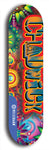 Limited edition, North American maple skateboard deck designed by underground artist BellyRash - available widths 7.5 to 8.5 inches in both mellow concave and steep concave shapes. Artwork: CHADWICK brand popsicle-shaped with large CHADWICK logo multi-colored patterned background