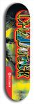 Limited edition, North American maple skateboard deck designed by underground artist BellyRash - available widths 7.5 to 8.5 inches in both mellow concave and steep concave shapes. Artwork: CHADWICK brand popsicle-shaped with large CHADWICK logo multi-colored patterned background