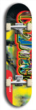 Limited edition, North American maple skateboard deck designed by underground artist BellyRash - available widths 7.5 to 8.5 inches in both mellow concave and steep concave shapes. Artwork: CHADWICK brand popsicle-shaped with large CHADWICK logo multi-colored patterned background