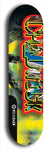 Limited edition, North American maple skateboard deck designed by underground artist BellyRash - available widths 7.5 to 8.5 inches in both mellow concave and steep concave shapes. Artwork: CHADWICK brand popsicle-shaped with large CHADWICK logo multi-colored patterned background