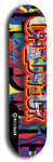 Limited edition, North American maple skateboard deck designed by underground artist BellyRash - available widths 7.5 to 8.5 inches in both mellow concave and steep concave shapes. Artwork: CHADWICK brand popsicle-shaped with large CHADWICK logo multi-colored patterned background