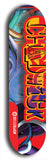 Limited edition, North American maple skateboard deck designed by underground artist BellyRash - available widths 7.5 to 8.5 inches in both mellow concave and steep concave shapes. Artwork: CHADWICK brand popsicle-shaped with large CHADWICK logo multi-colored patterned background