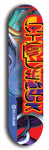 Limited edition, North American maple skateboard deck designed by underground artist BellyRash - available widths 7.5 to 8.5 inches in both mellow concave and steep concave shapes. Artwork: CHADWICK brand popsicle-shaped with large CHADWICK logo multi-colored patterned background