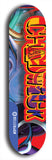 Limited edition, North American maple skateboard deck designed by underground artist BellyRash - available widths 7.5 to 8.5 inches in both mellow concave and steep concave shapes. Artwork: CHADWICK brand popsicle-shaped with large CHADWICK logo multi-colored patterned background