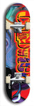 Limited edition, North American maple skateboard deck designed by underground artist BellyRash - available widths 7.5 to 8.5 inches in both mellow concave and steep concave shapes. Artwork: CHADWICK brand popsicle-shaped with large CHADWICK logo multi-colored patterned background