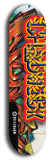 Limited edition, North American maple skateboard deck designed by underground artist BellyRash - available widths 7.5 to 8.5 inches in both mellow concave and steep concave shapes. Artwork: CHADWICK brand popsicle-shaped with large CHADWICK logo multi-colored patterned background