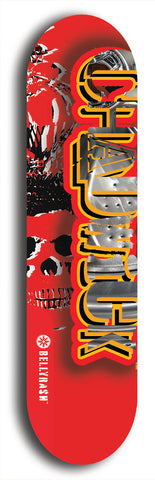 Limited edition, North American maple skateboard deck designed by underground artist BellyRash - available widths 7.5 to 8.5 inches in both mellow concave and steep concave shapes. Artwork: CHADWICK brand popsicle-shaped with large CHADWICK logo multi-colored patterned background