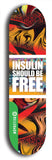 North American maple skateboard deck designed by underground artist BellyRash -- available in widths between 7.5 to 8.5 inches in both mellow concave and steep concave shapes from the BellyRash Limited Edition Blitz Deck series: Insulin Should Be Free