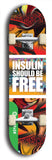 North American maple skateboard deck designed by underground artist BellyRash -- available in widths between 7.5 to 8.5 inches in both mellow concave and steep concave shapes from the BellyRash Limited Edition Blitz Deck series: Insulin Should Be Free