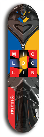 North American maple skateboard deck designed by underground artist BellyRash -- available in widths between 7.5 to 8.5 inches in both mellow concave and steep concave shapes from the BellyRash Limited Edition Deck series: MIC LOC LIN