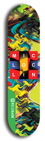 North American maple skateboard deck designed by underground artist BellyRash -- available in widths between 7.5 to 8.5 inches in both mellow concave and steep concave shapes from the BellyRash Limited Edition Blitz Deck series: MIC LOC LIN