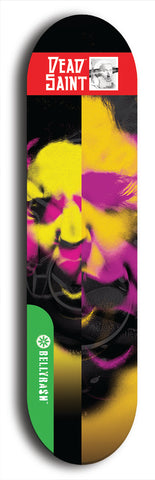 North American maple skateboard deck designed by underground artist BellyRash -- available in widths between 7.5 to 8.5 inches in both mellow concave and steep concave shapes from the BellyRash Limited Edition Blitz Deck series: Dead Saint