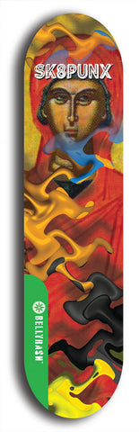 North American maple skateboard deck designed by underground artist BellyRash -- available in widths between 7.5 to 8.5 inches in both mellow concave and steep concave shapes from the BellyRash Limited Edition Blitz Deck series: Sk8Punx