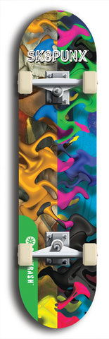 North American maple skateboard deck designed by underground artist BellyRash -- available in widths between 7.5 to 8.5 inches in both mellow concave and steep concave shapes from the BellyRash Limited Edition Blitz Deck series: Sk8Punx