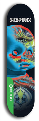 North American maple skateboard deck designed by underground artist BellyRash -- available in widths between 7.5 to 8.5 inches in both mellow concave and steep concave shapes from the BellyRash Limited Edition Blitz Deck series: Sk8Punx