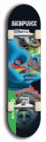 North American maple skateboard deck designed by underground artist BellyRash -- available in widths between 7.5 to 8.5 inches in both mellow concave and steep concave shapes from the BellyRash Limited Edition Blitz Deck series: Sk8Punx