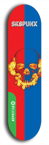 North American maple skateboard deck designed by underground artist BellyRash -- available in widths between 7.5 to 8.5 inches in both mellow concave and steep concave shapes from the BellyRash Limited Edition Blitz Deck series: Sk8Punx