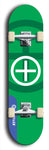 Skateboard deck: Limited edition, North American maple skateboard deck designed by underground artist BellyRash - available widths 7.5 to 8.5 inches in both mellow concave and steep concave shapes. Artwork: popsicle-shaped deck with green background and large Celtic symbol in the middle of the deck