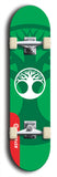 Skateboard deck: Limited edition, North American maple skateboard deck designed by underground artist BellyRash - available widths 7.5 to 8.5 inches in both mellow concave and steep concave shapes. Artwork: popsicle-shaped deck with green background and large Celtic symbol in the middle of the deck